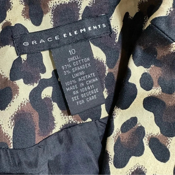 Grace Elements women's 10 leopard print trendy blazer Chic Regency Classic - Picture 6 of 6